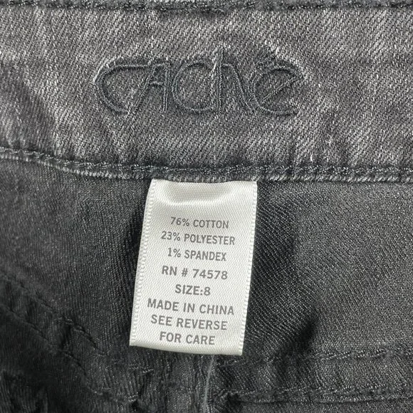 NEW Cache Jeans Womens 8 gray black skinny denim classic preppy casual - Picture 4 of 9